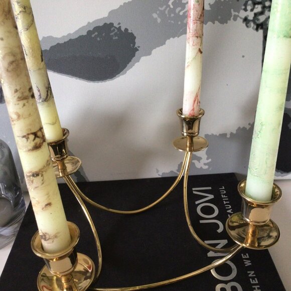 Brass 4-Arm Candelabra Candle Holder Vintage Decorative Piece For Home Or Event - Picture 2 of 9